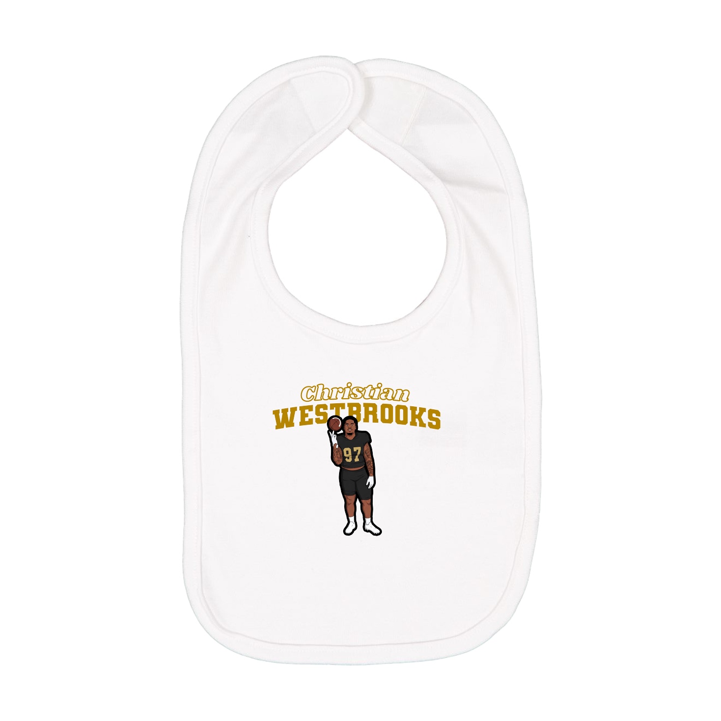 Infant Bib — Name Arch in White
