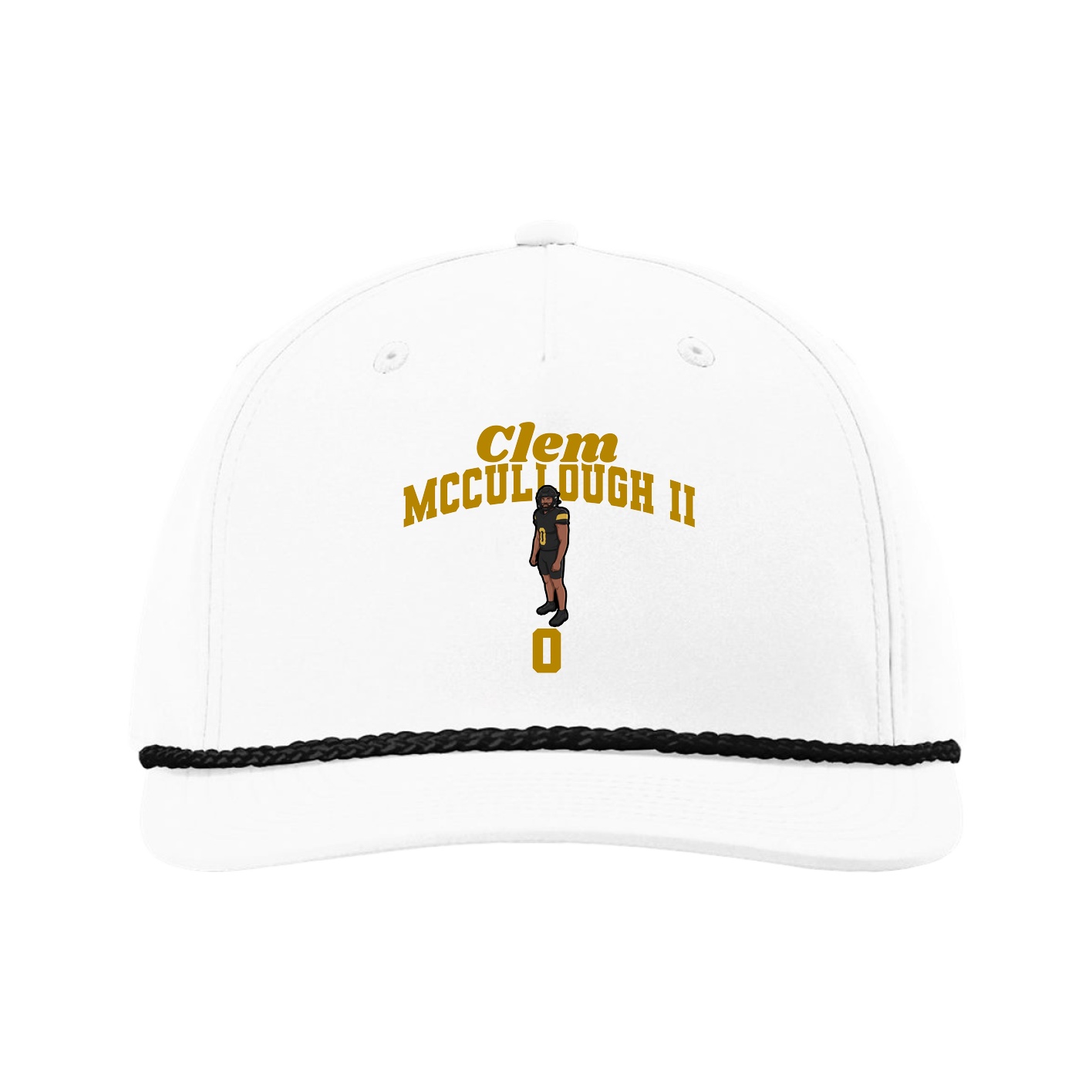 Five-Panel Classic Rope Cap — Signature Arch in White
