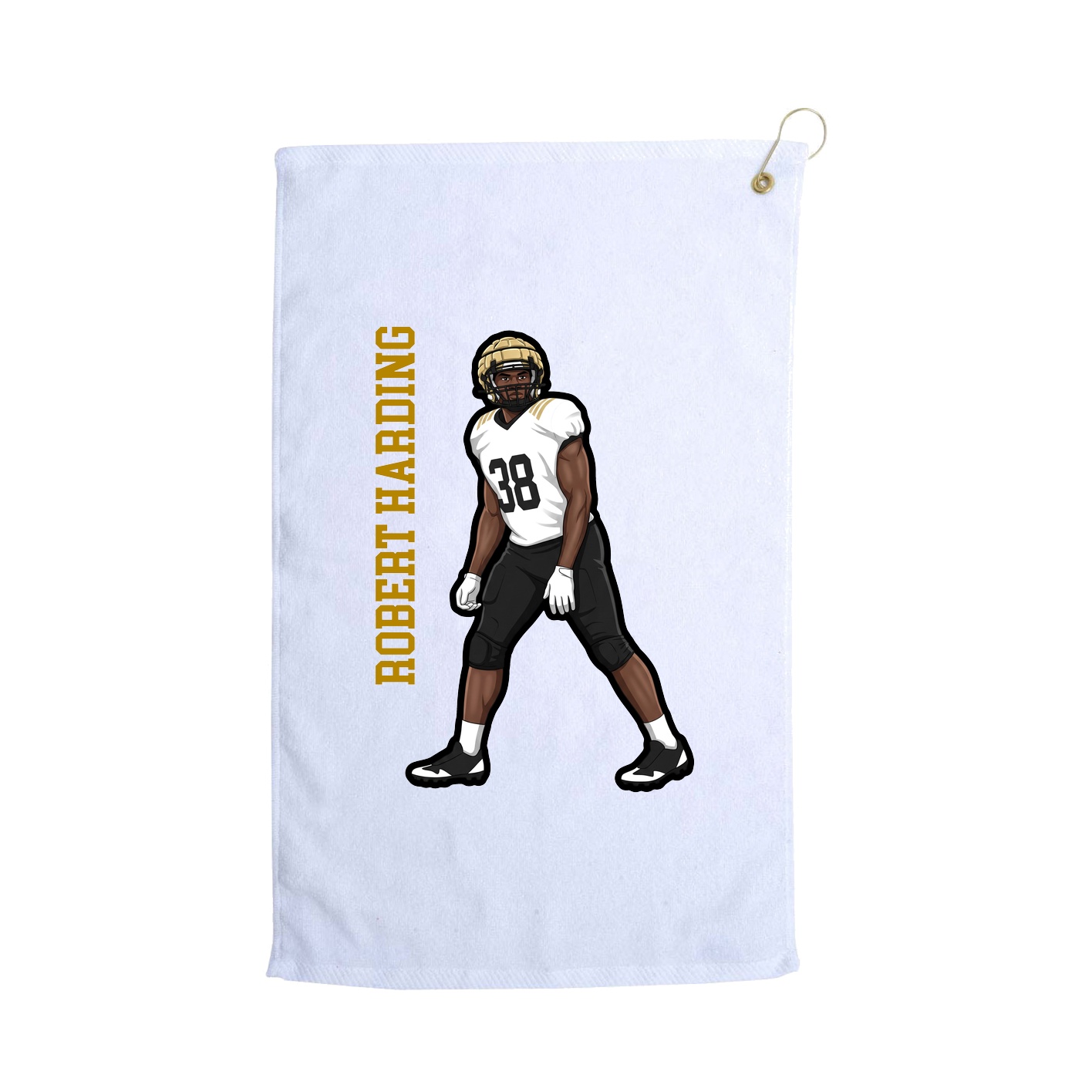 Golf Towel — Name Vertical in White
