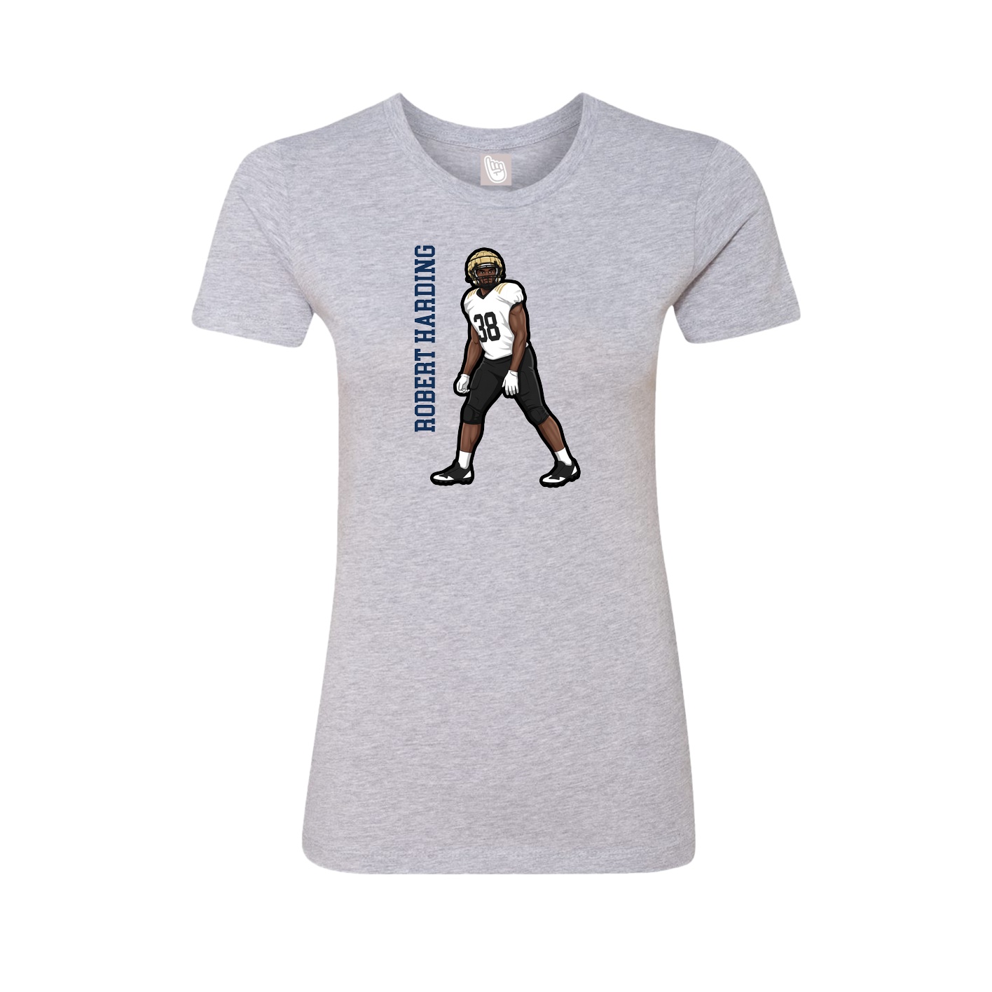 Fitted Women's Tee — Name Vertical in Grey
