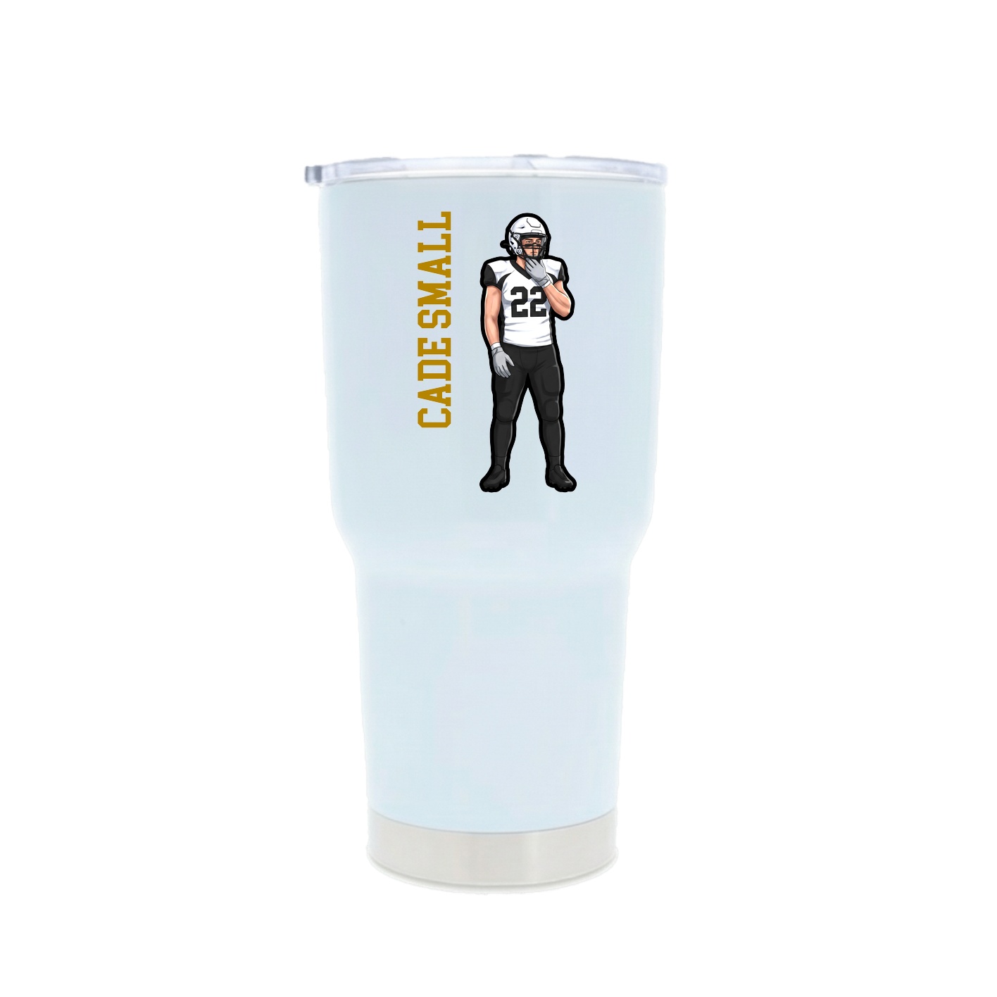 30oz Stainless Steel Tumbler — Name Vertical in White