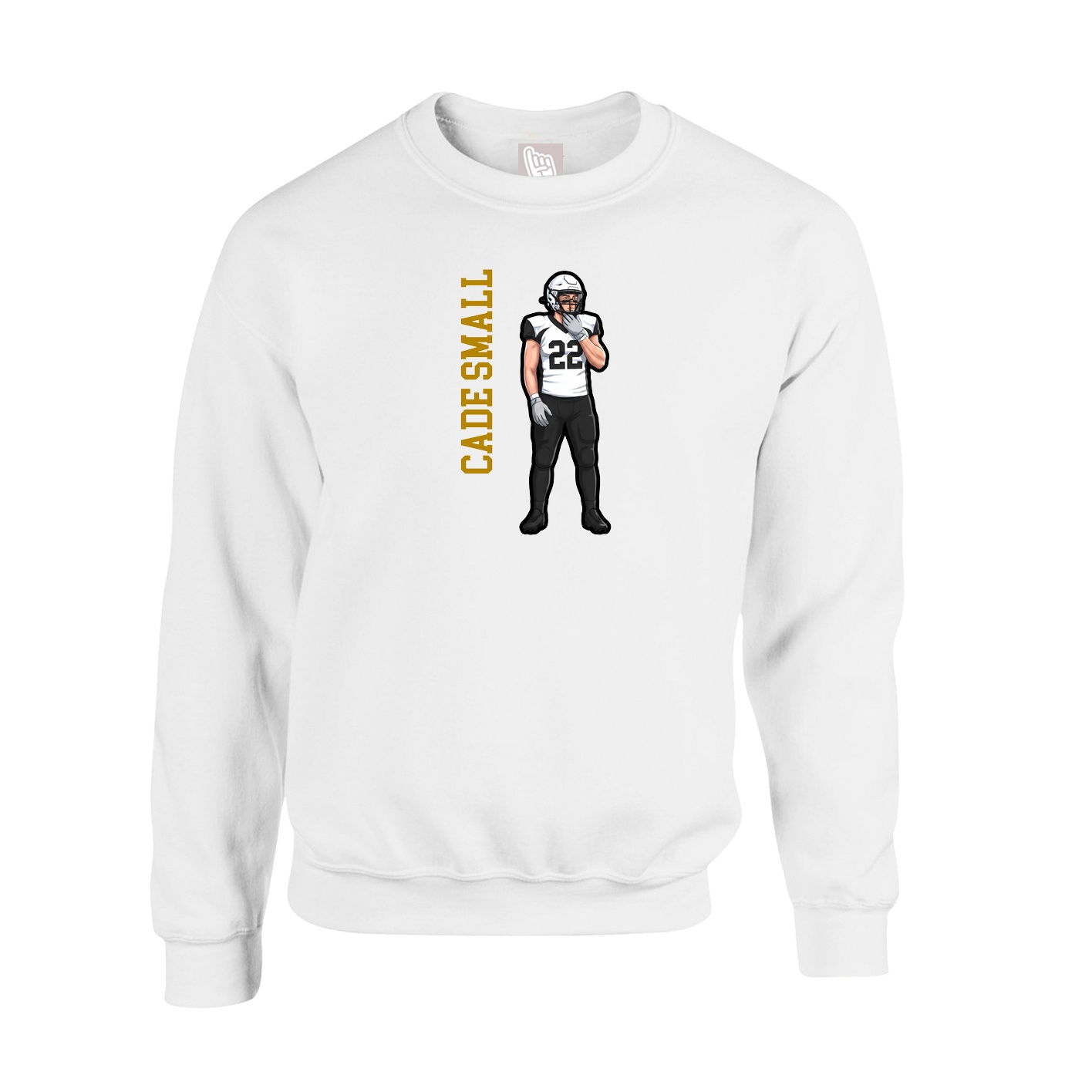 Fleece Crew — Name Vertical in White