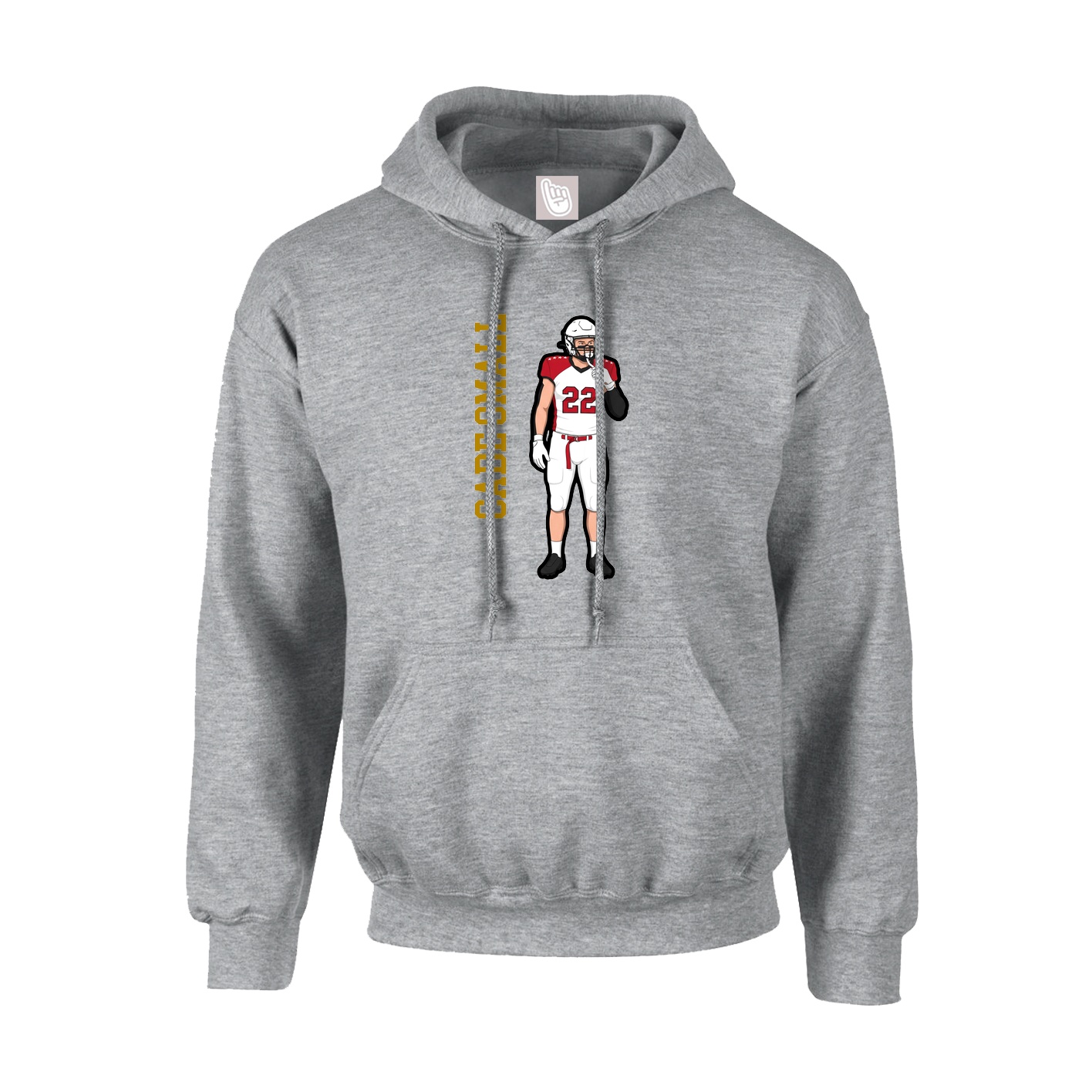 Hoodie — Name Vertical in Grey