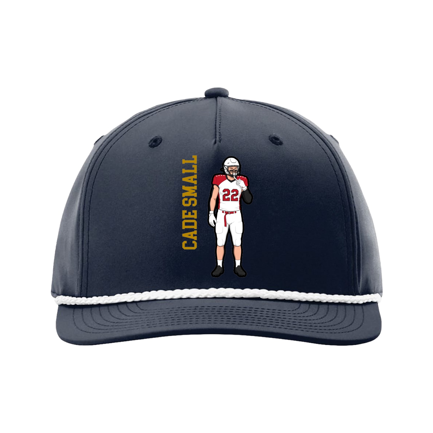 Five-Panel Classic Rope Cap — Name Vertical in Navy