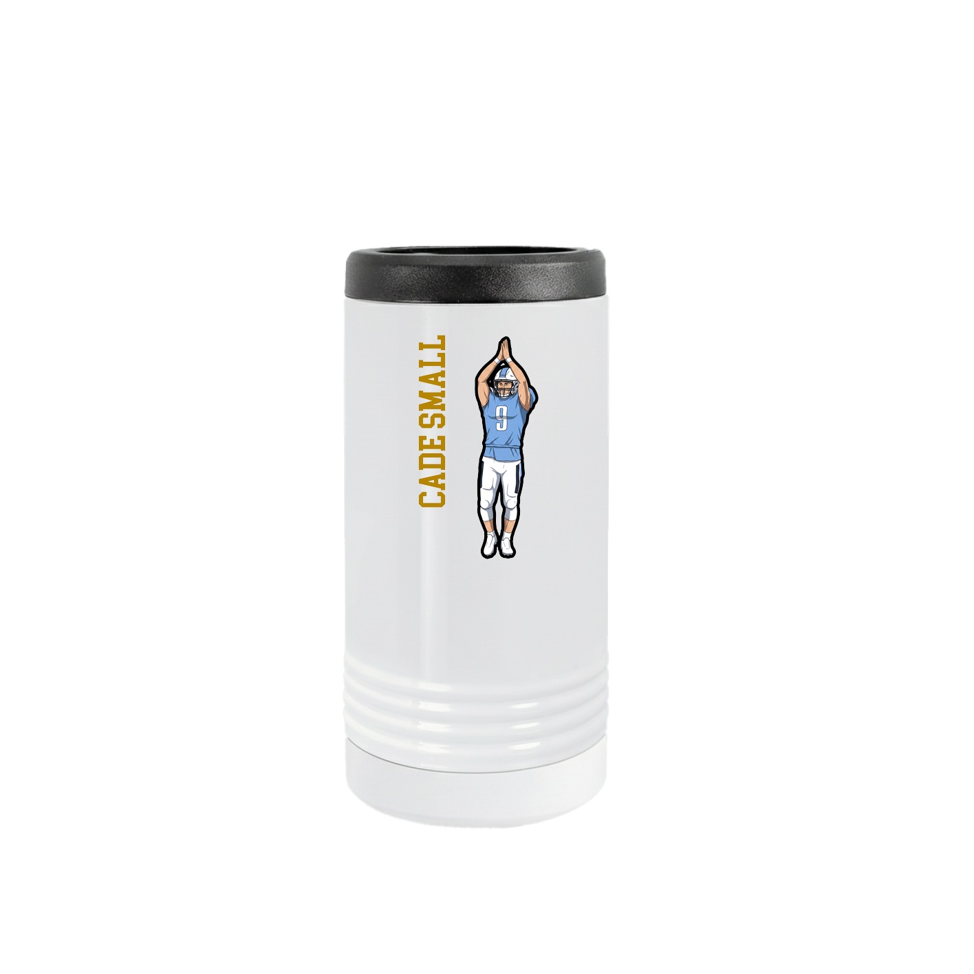 Slim Beverage Holder — Name Vertical in White