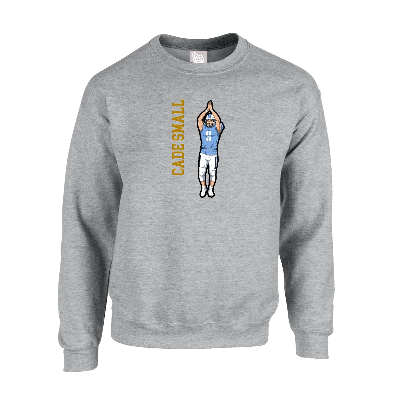 Fleece Crew — Name Vertical in Grey