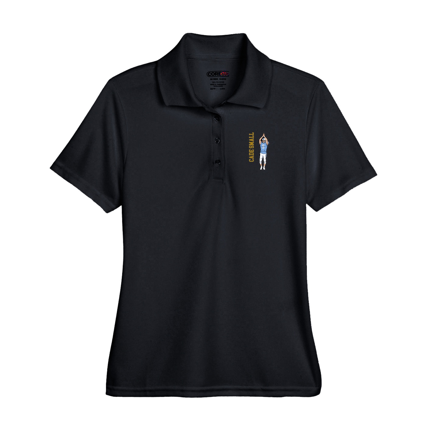 Performance Polo — Name Vertical in Black