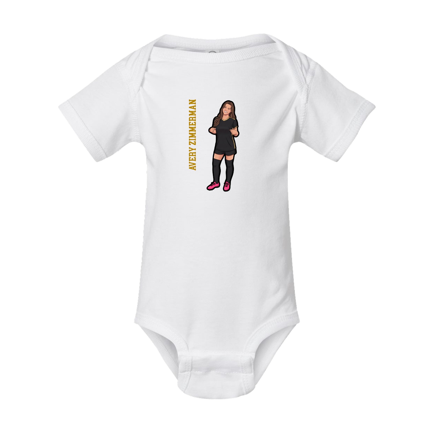 Baby Onesie — Name Vertical in White
