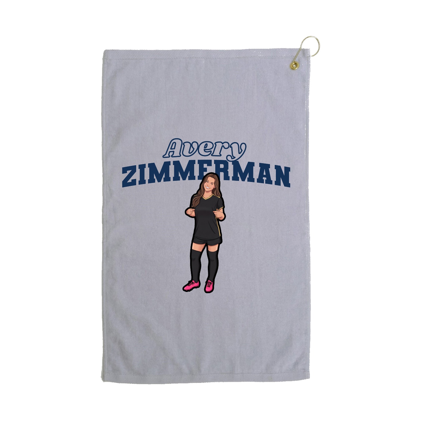 Golf Towel — Name Arch in Grey