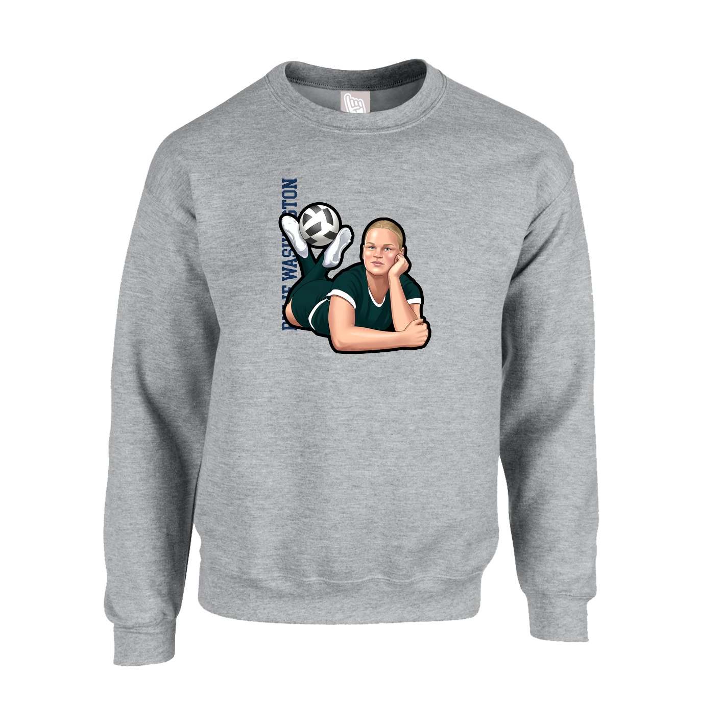 Fleece Crew — Name Vertical in Grey