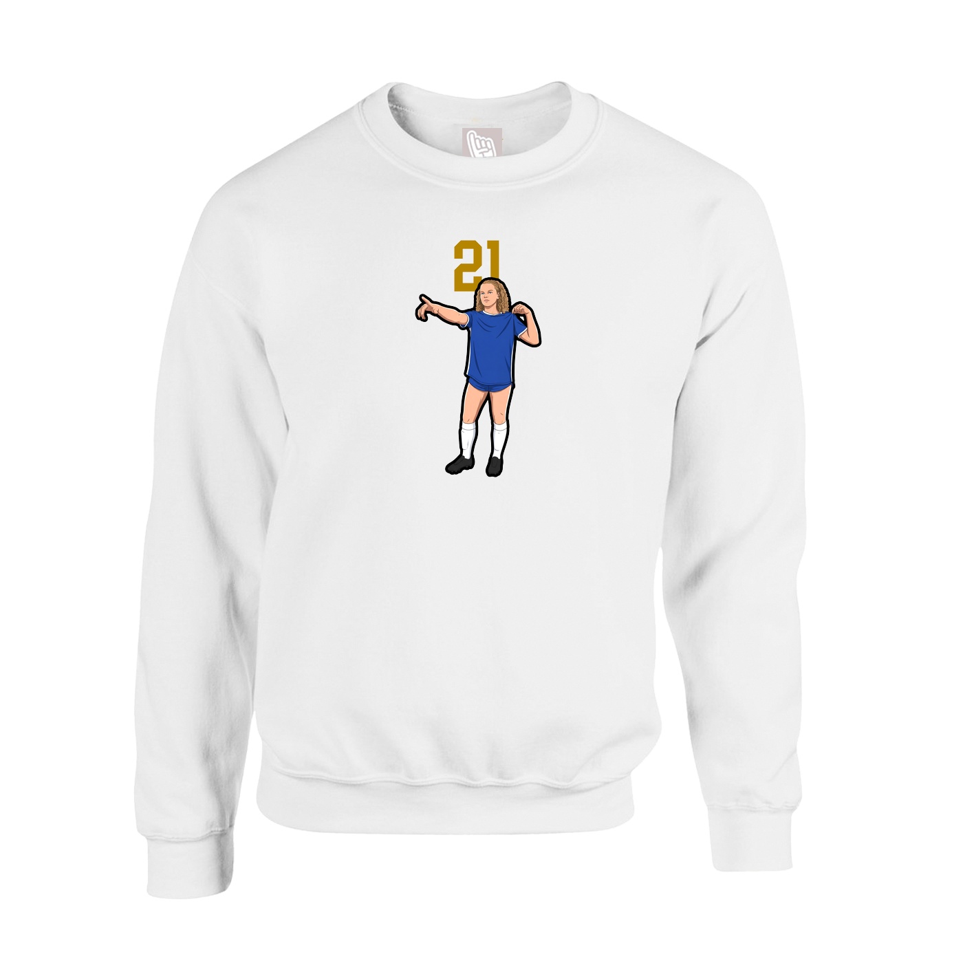 Fleece Crew — Number Top in White