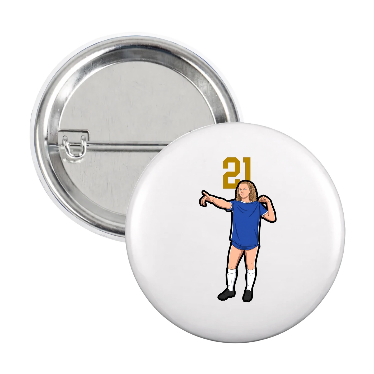 Game Day Button — Number Top in White
