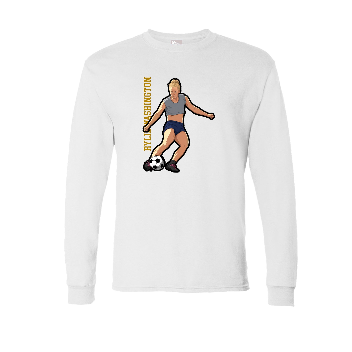 Long Sleeve Tee — Name Vertical in White