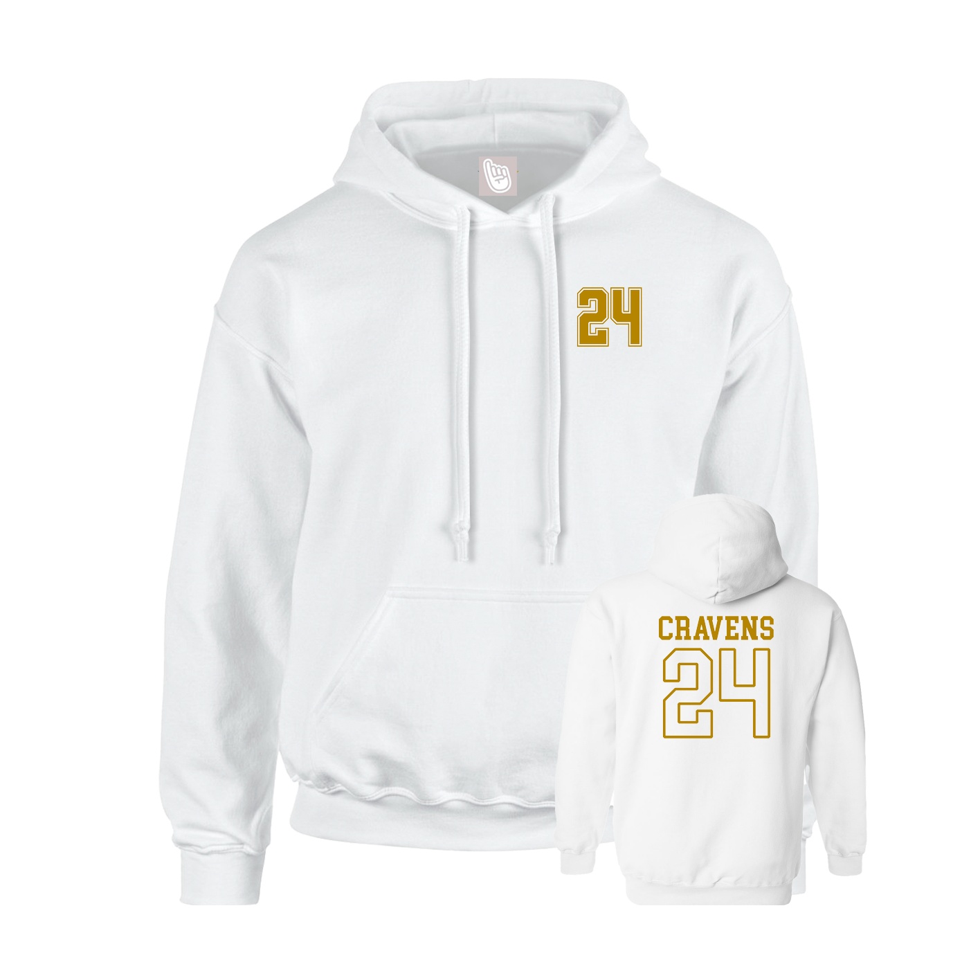 Youth Hoodie — Chest Back in White