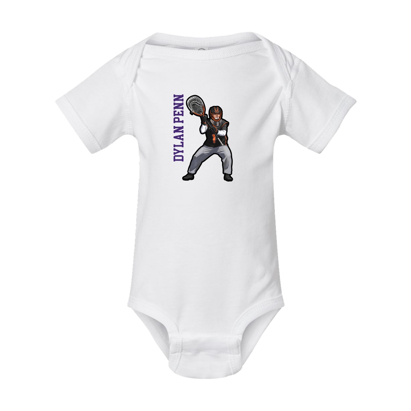 Baby Onesie — Name Vertical in White