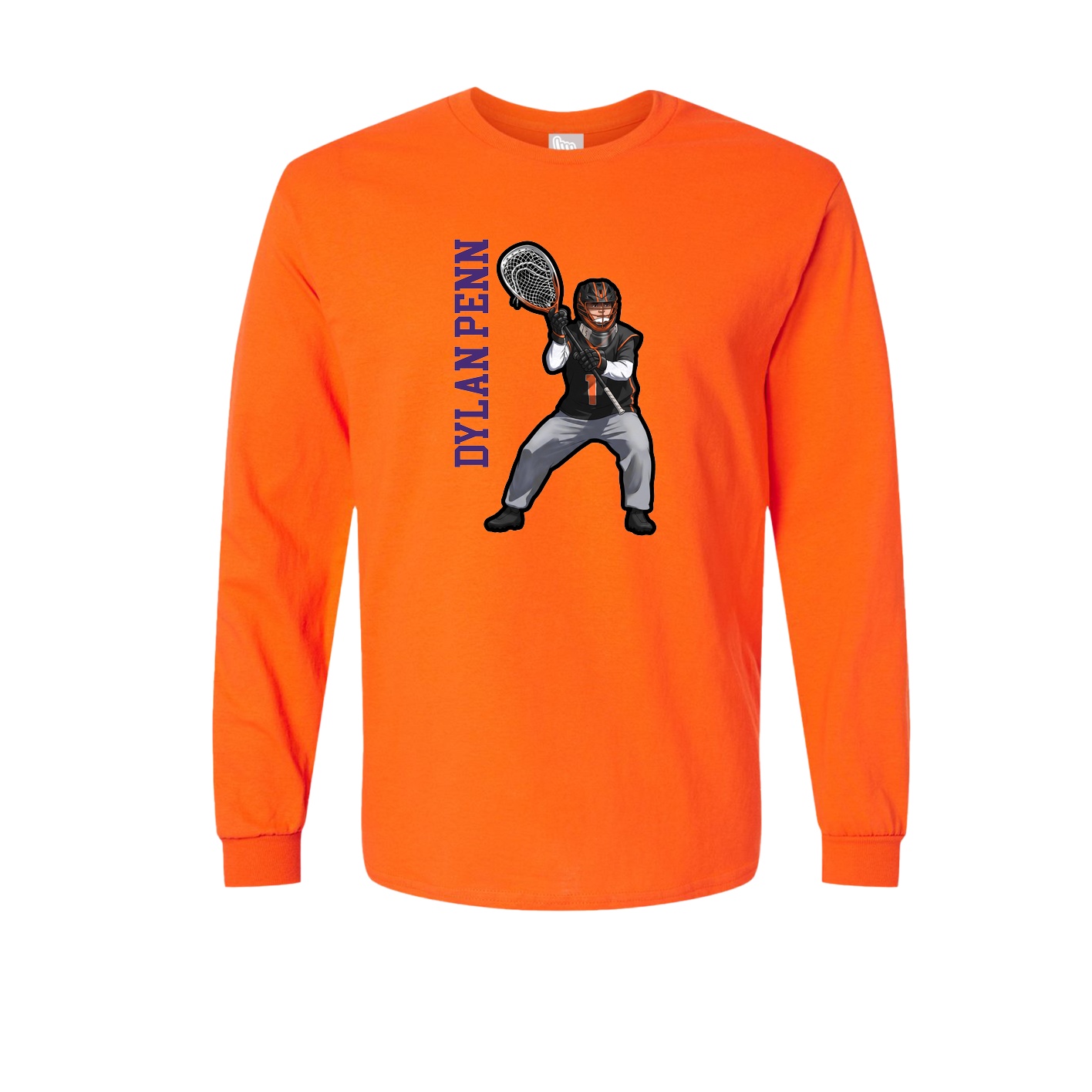 Long Sleeve Tee — Name Vertical in Orange