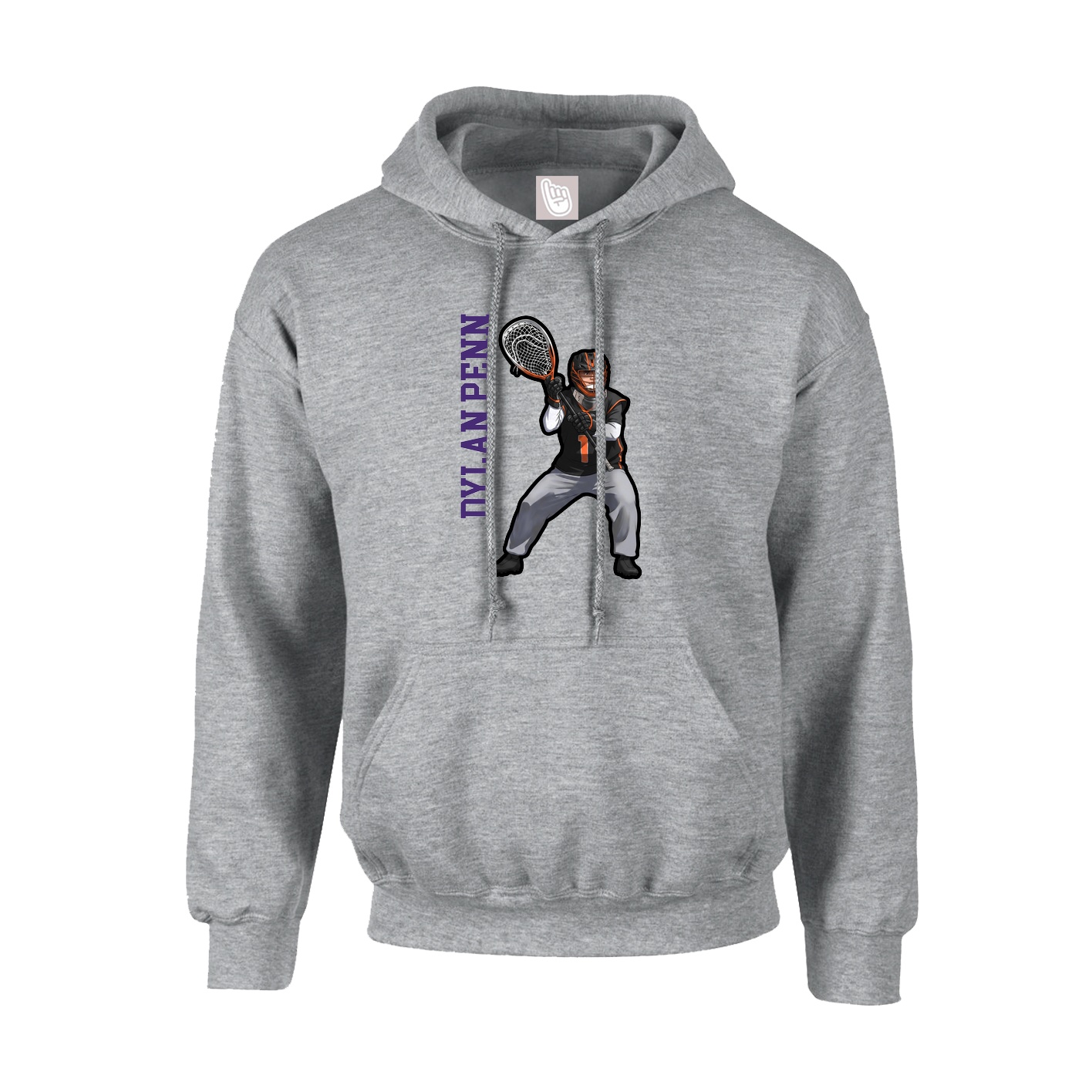 Youth Hoodie — Name Vertical in Grey