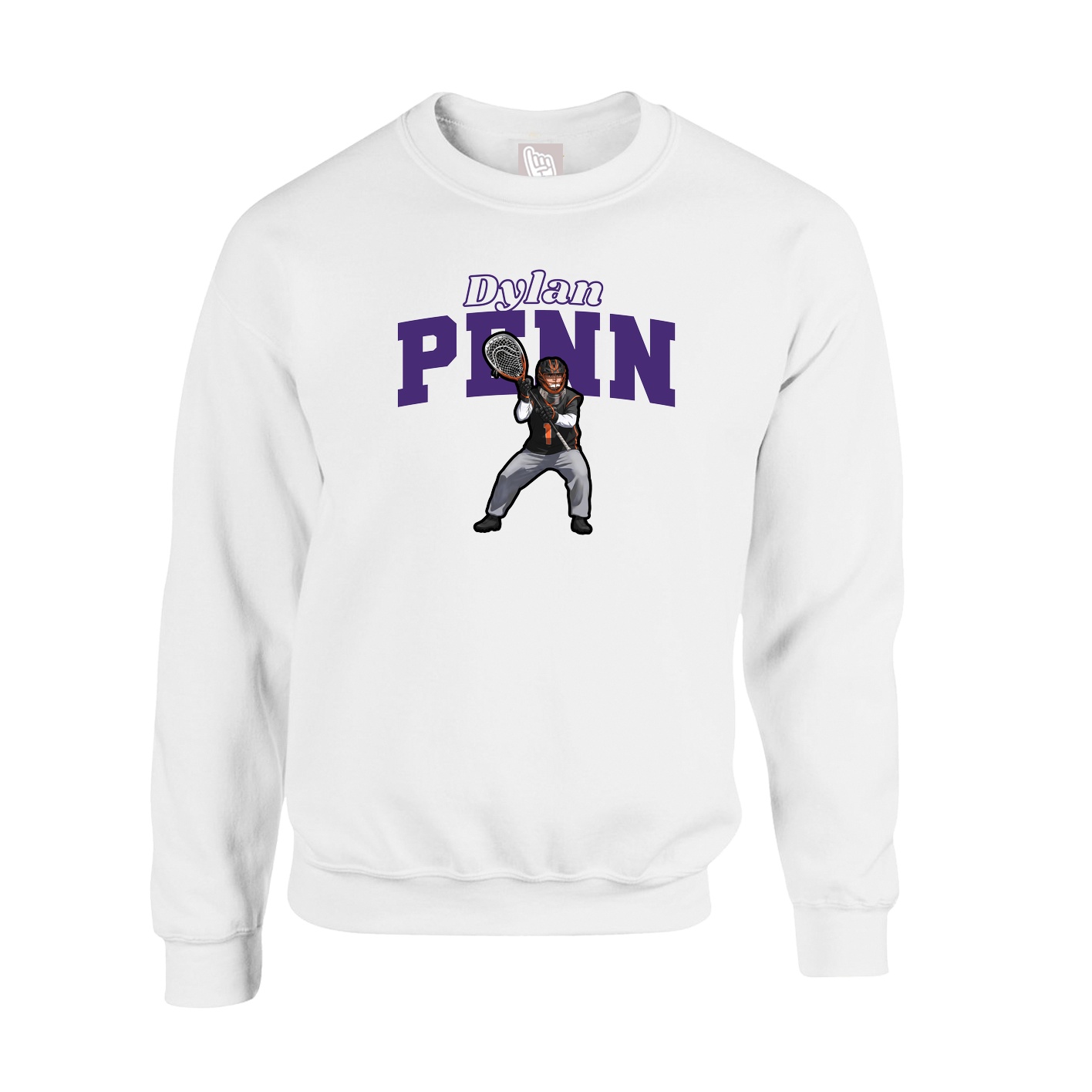 Fleece Crew — Name Arch in White