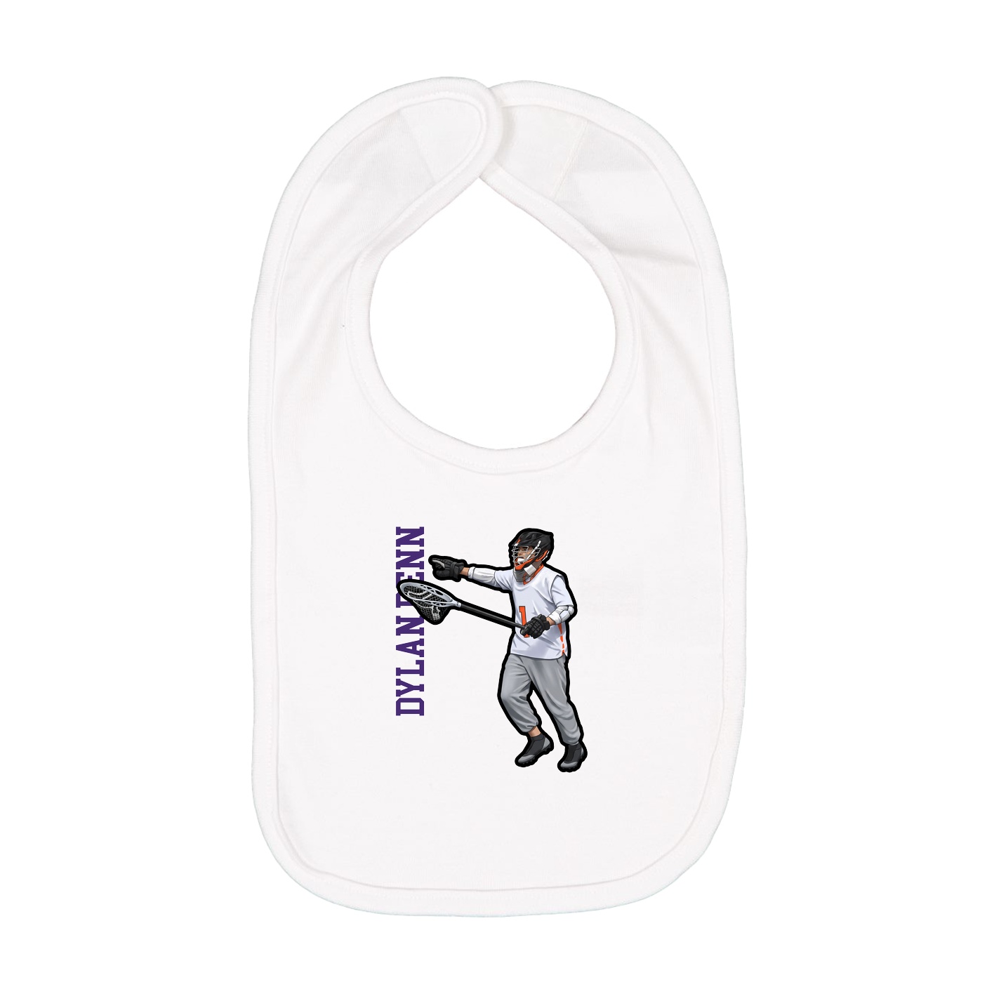 Infant Bib — Name Vertical in White