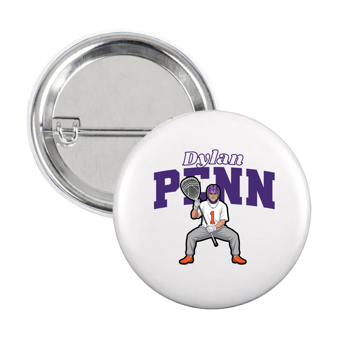 Game Day Button — Name Arch in White
