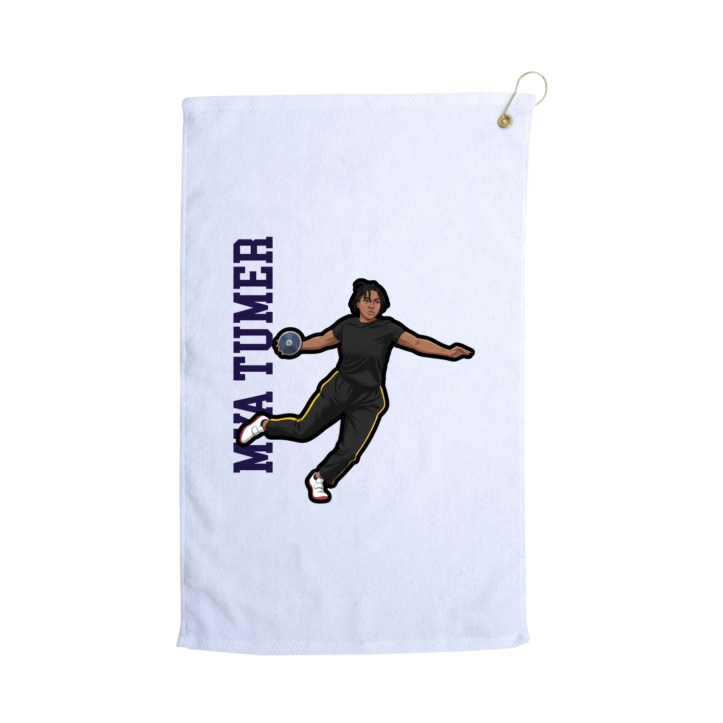 Golf Towel — Name Vertical in White