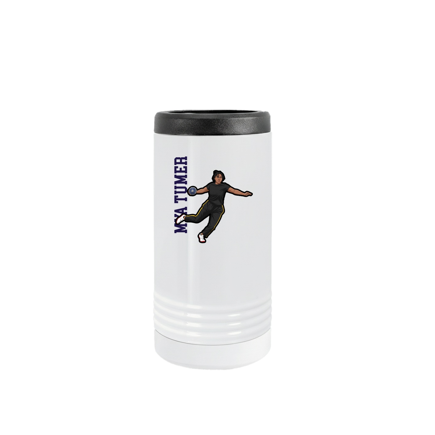 Slim Beverage Holder — Name Vertical in White