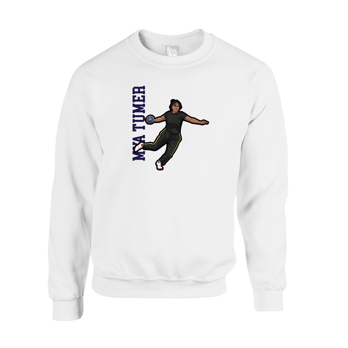Fleece Crew — Name Vertical in White