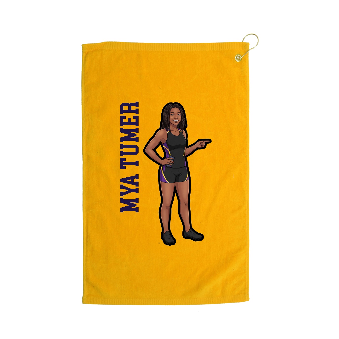 Golf Towel — Name Vertical in Gold