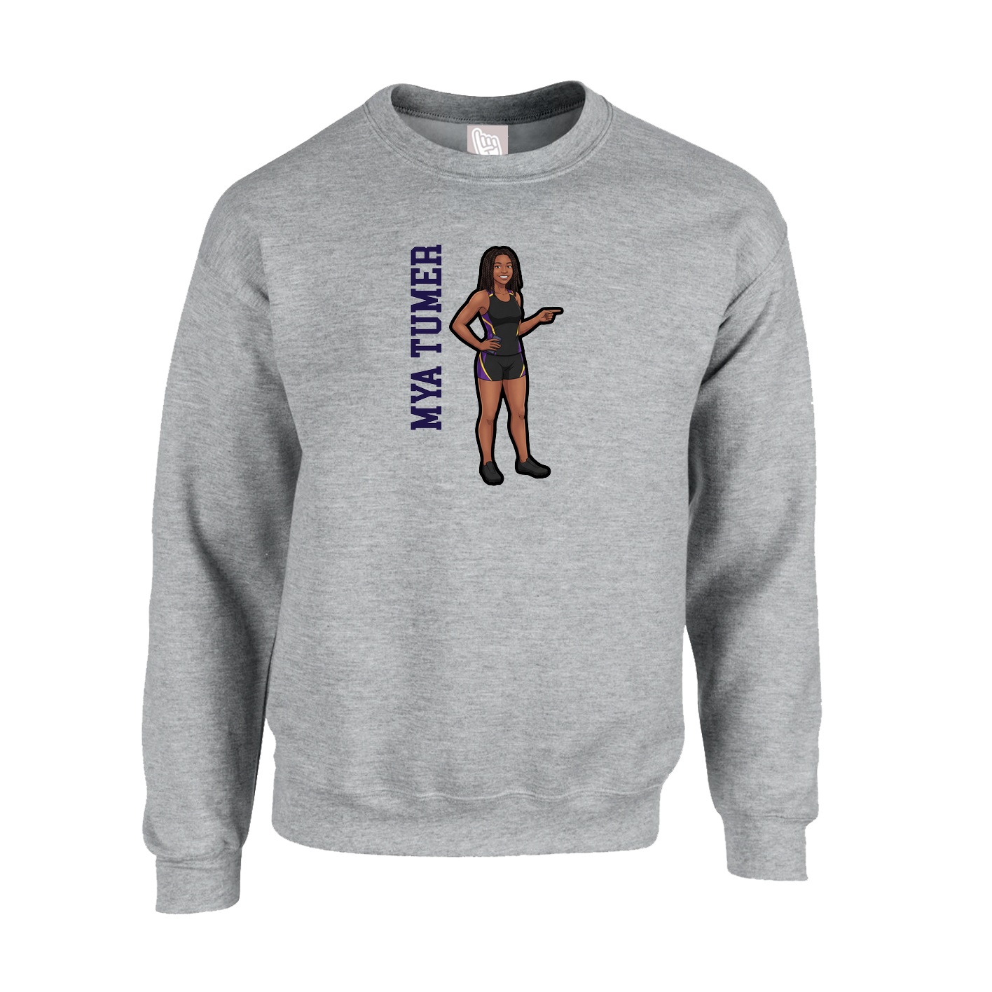Fleece Crew — Name Vertical in Grey