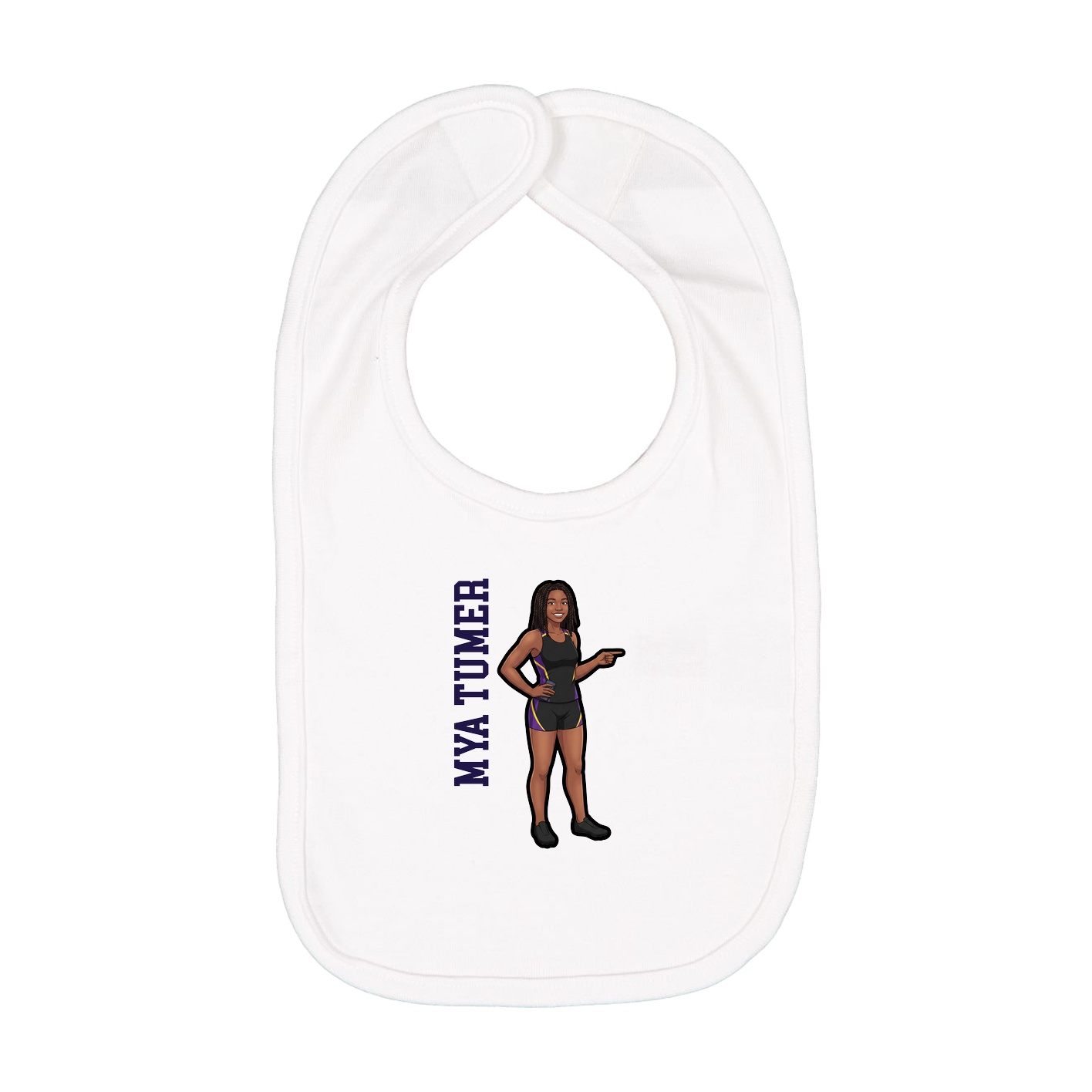 Infant Bib — Name Vertical in White