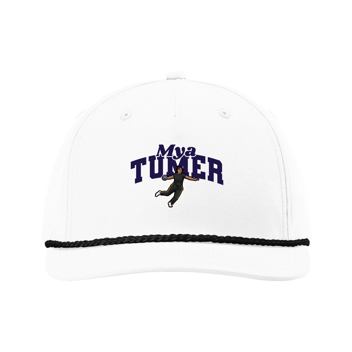 Five-Panel Classic Rope Cap — Signature Arch in White