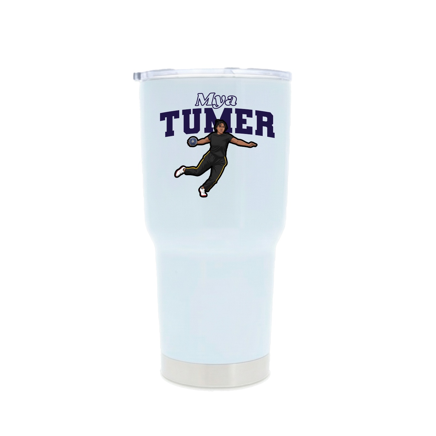30oz Stainless Steel Tumbler — Name Arch in White