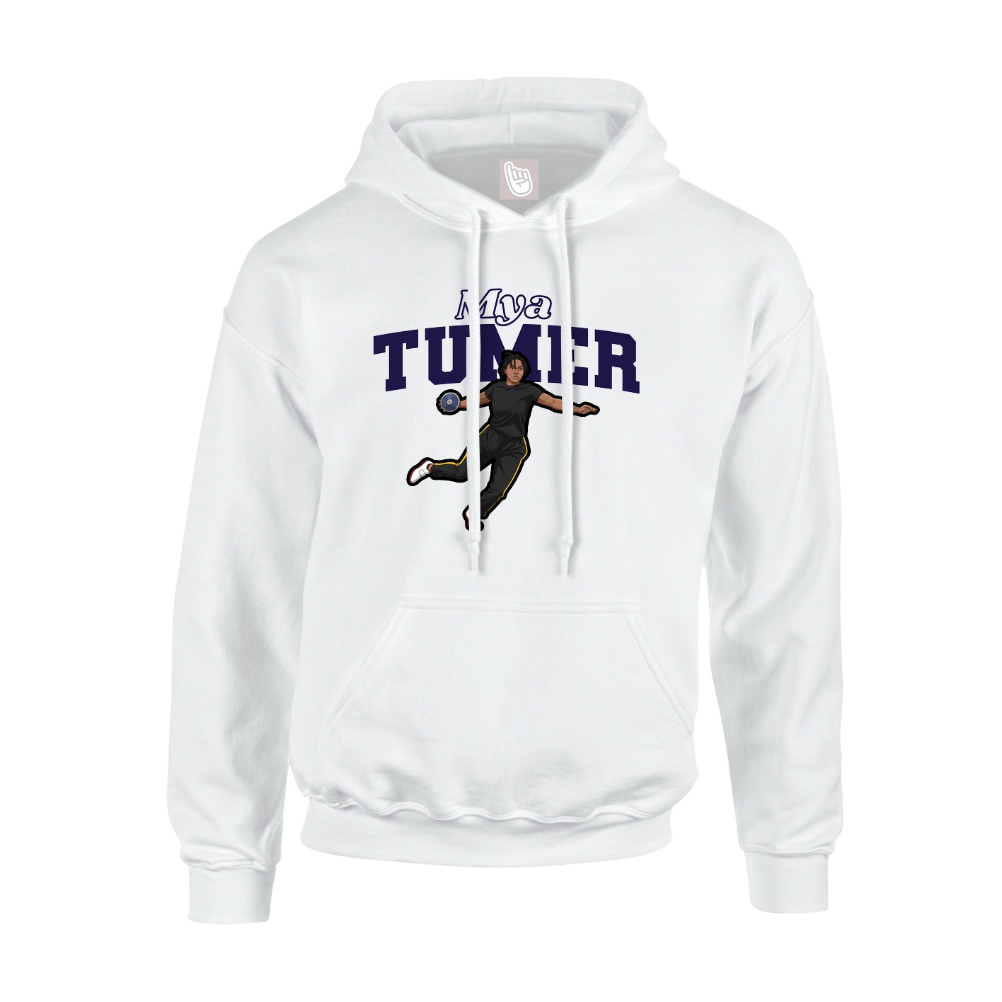 Youth Hoodie — Name Arch in White