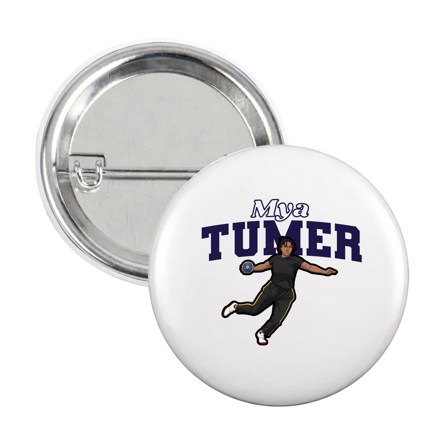Game Day Button — Name Arch in White