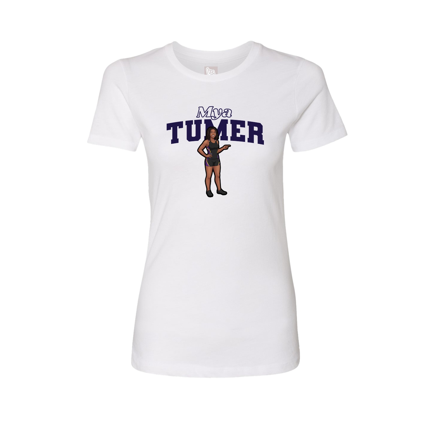 Fitted Women's Tee — Name Arch in White