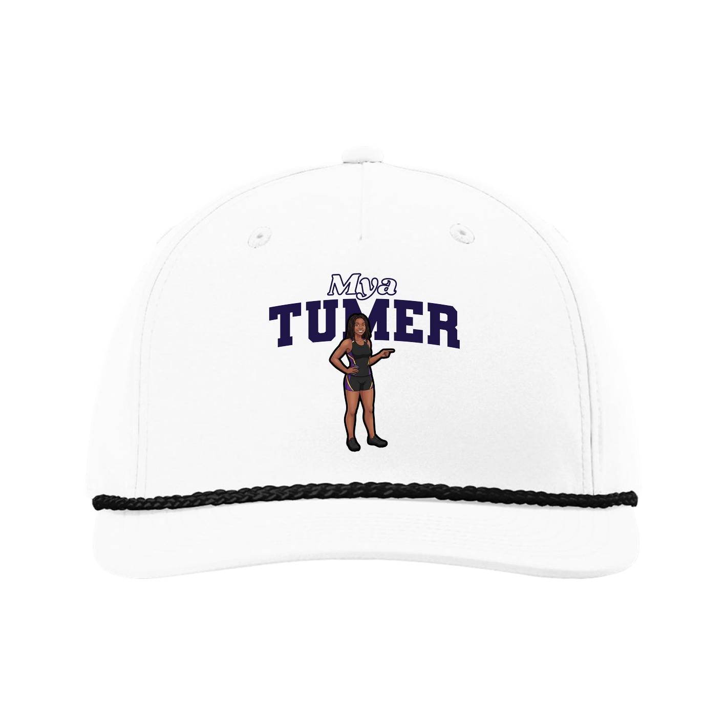 Five-Panel Classic Rope Cap — Name Arch in White
