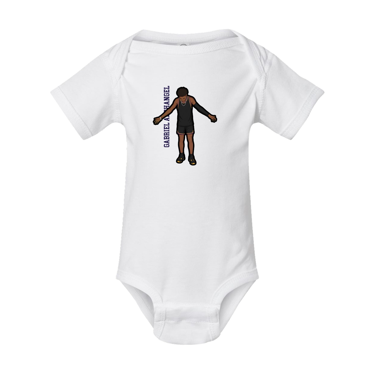 Baby Onesie — Name Vertical in White