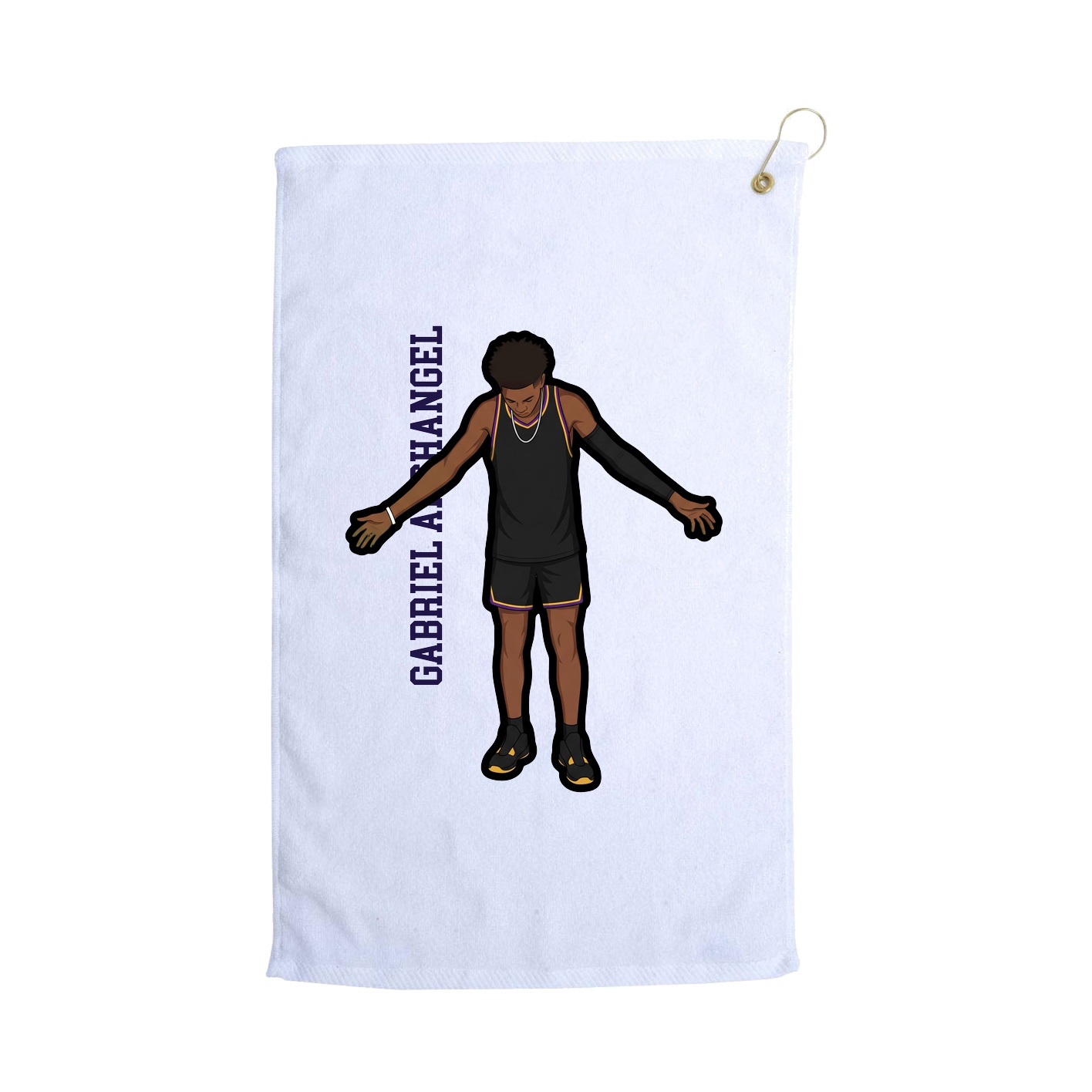 Golf Towel — Name Vertical in White