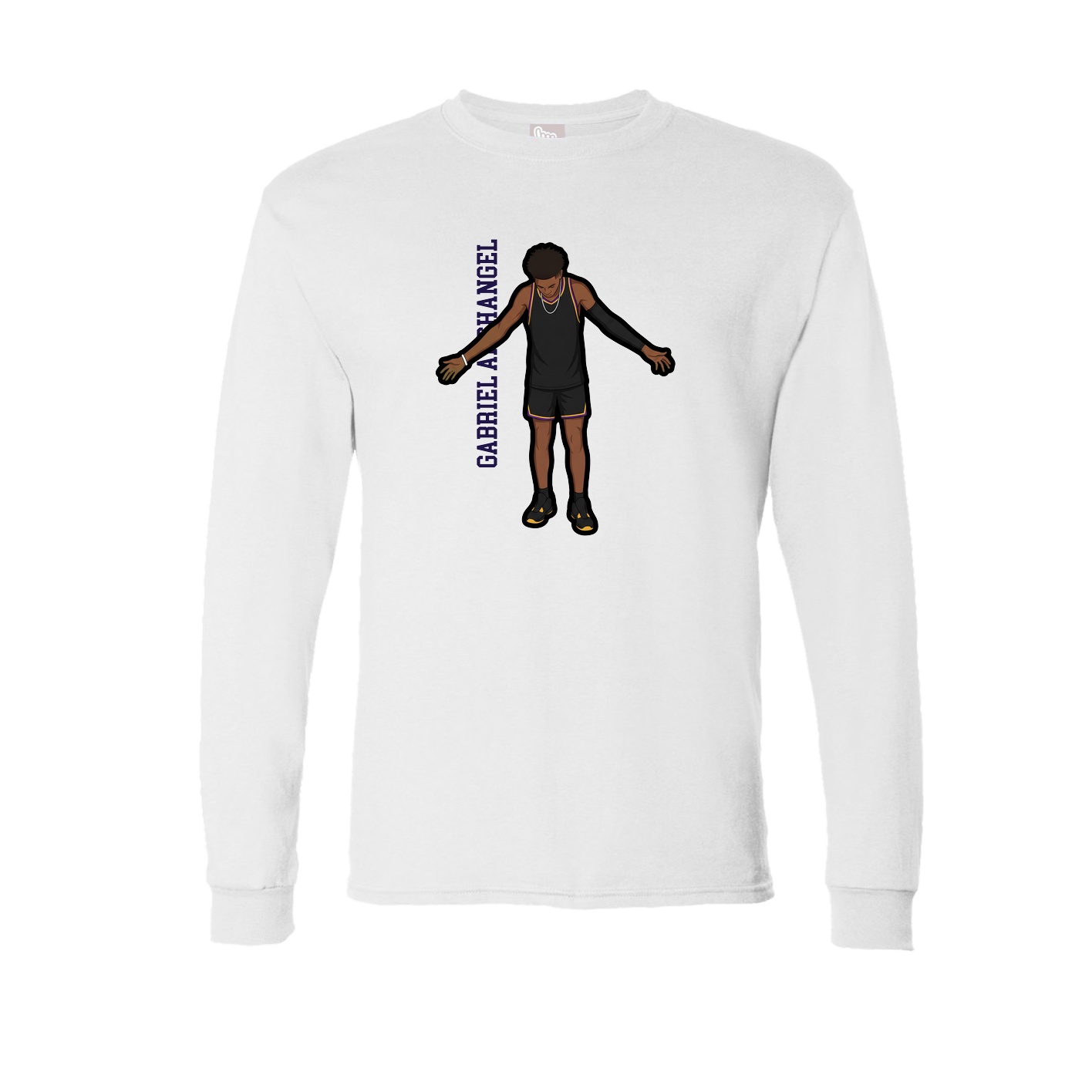 Long Sleeve Tee — Name Vertical in White