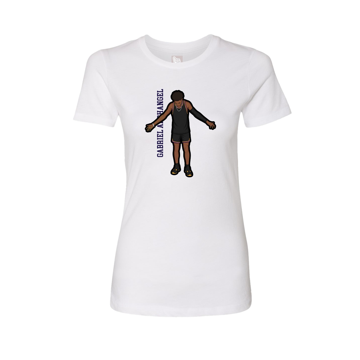 Fitted Women's Tee — Name Vertical in White