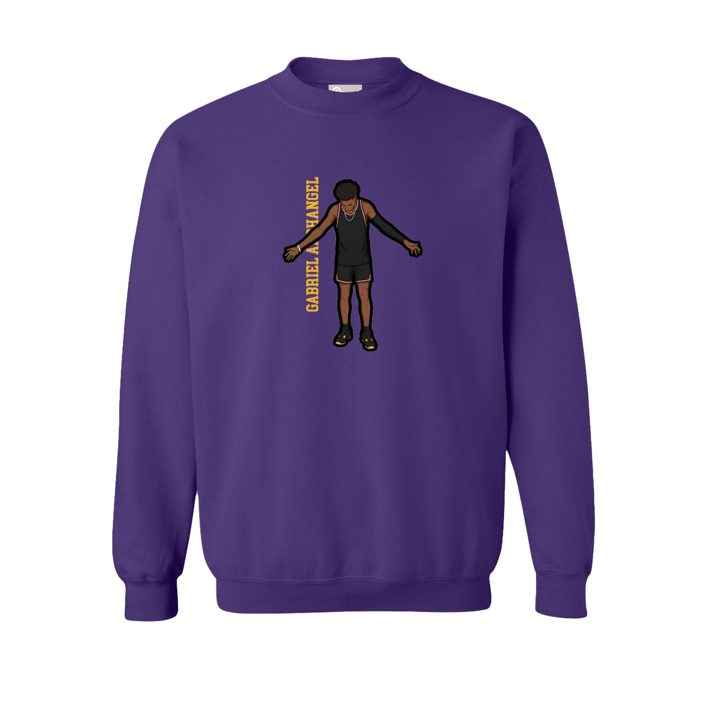 Fleece Crew — Name Vertical in Purple
