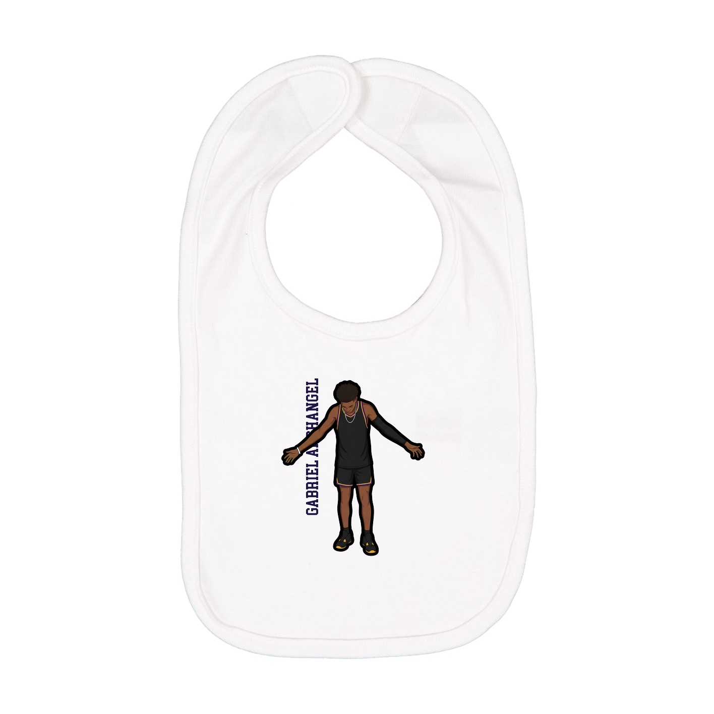 Infant Bib — Name Vertical in White