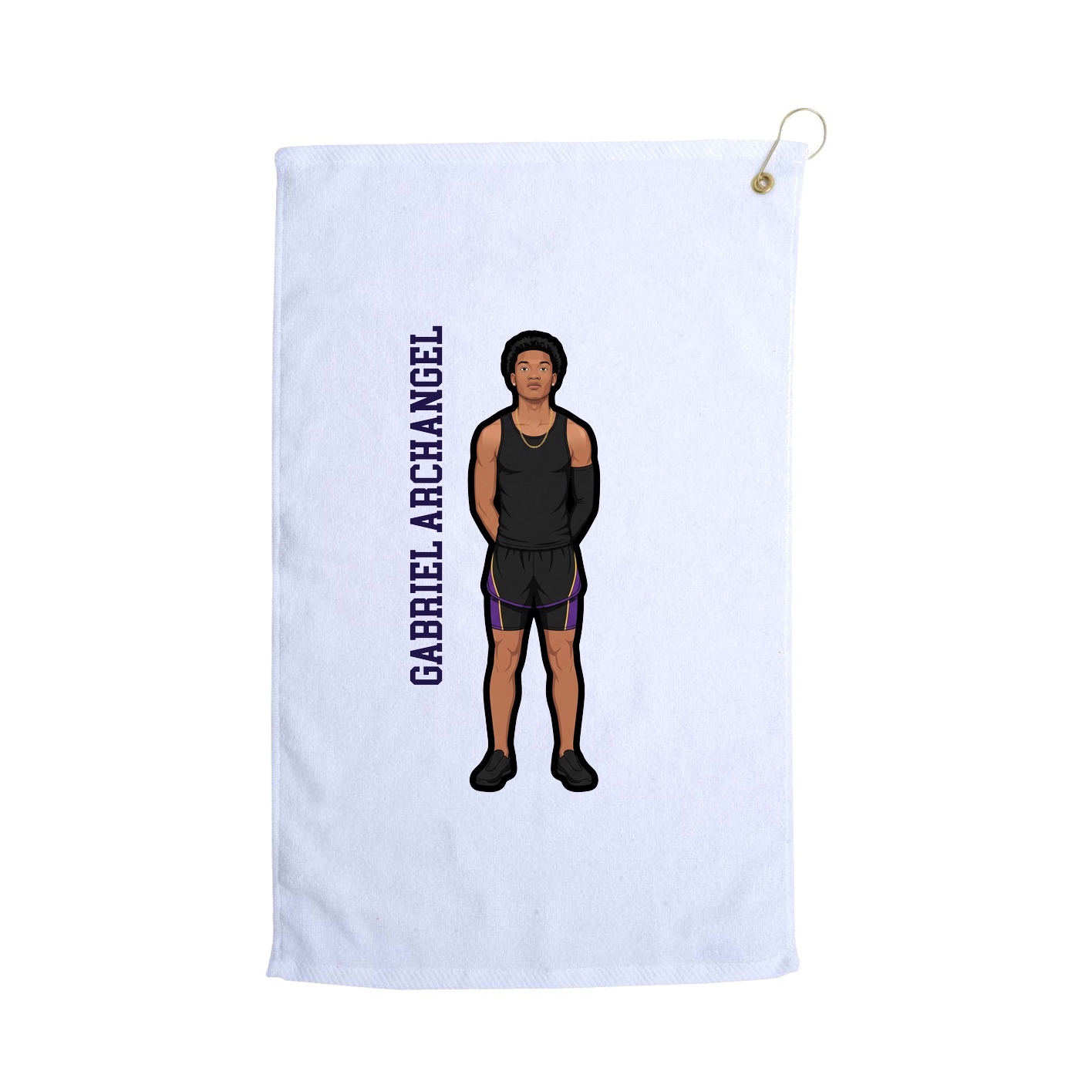 Golf Towel — Name Vertical in White