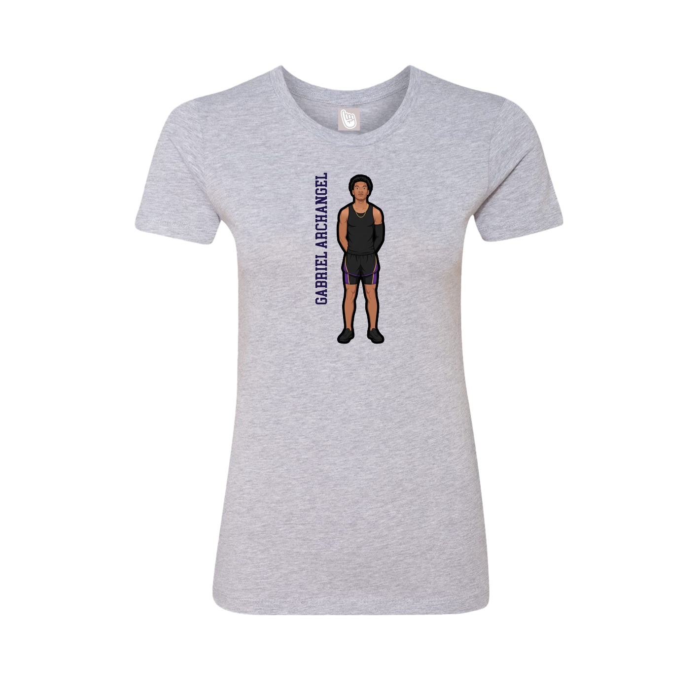 Fitted Women's Tee — Name Vertical in Grey