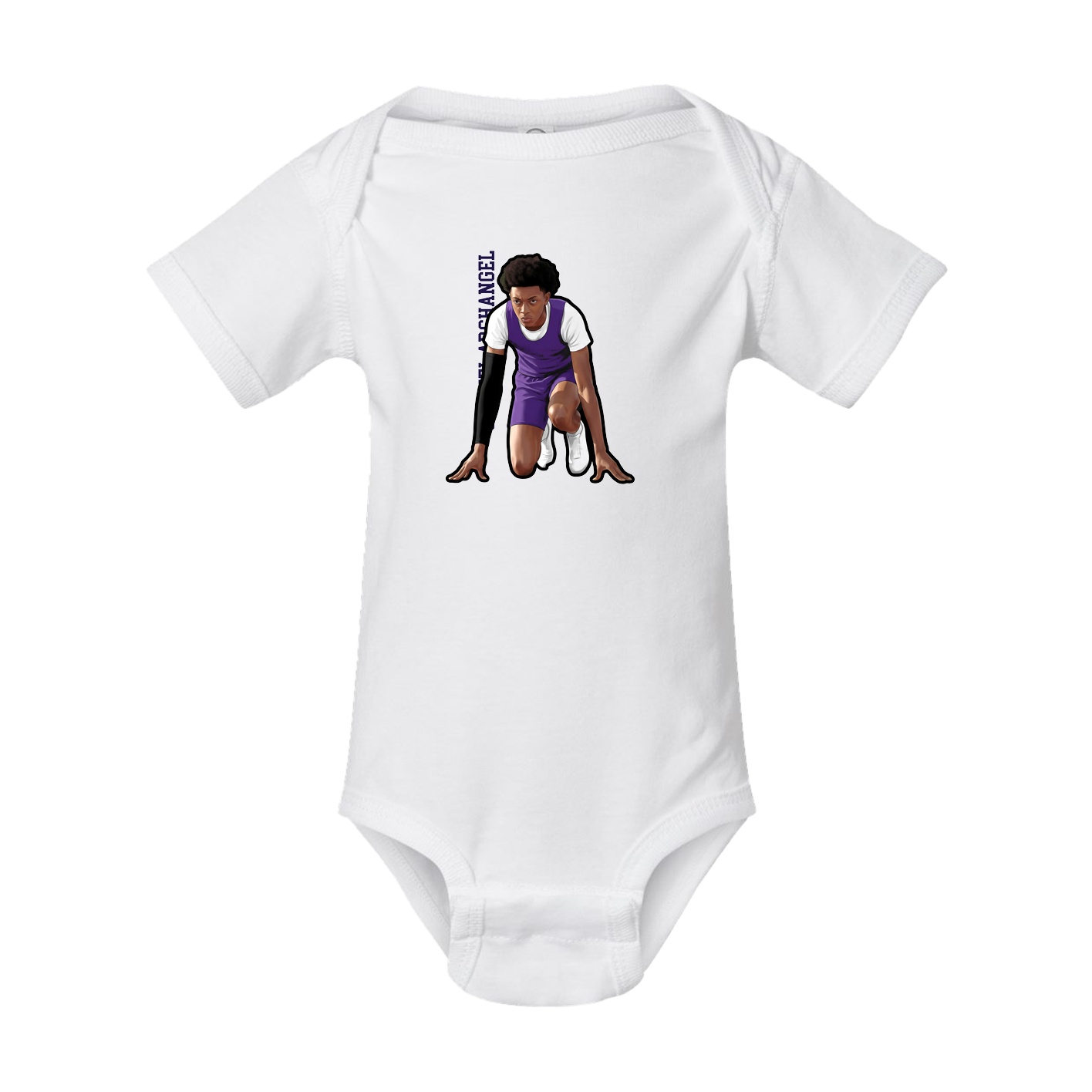 Baby Onesie — Name Vertical in White