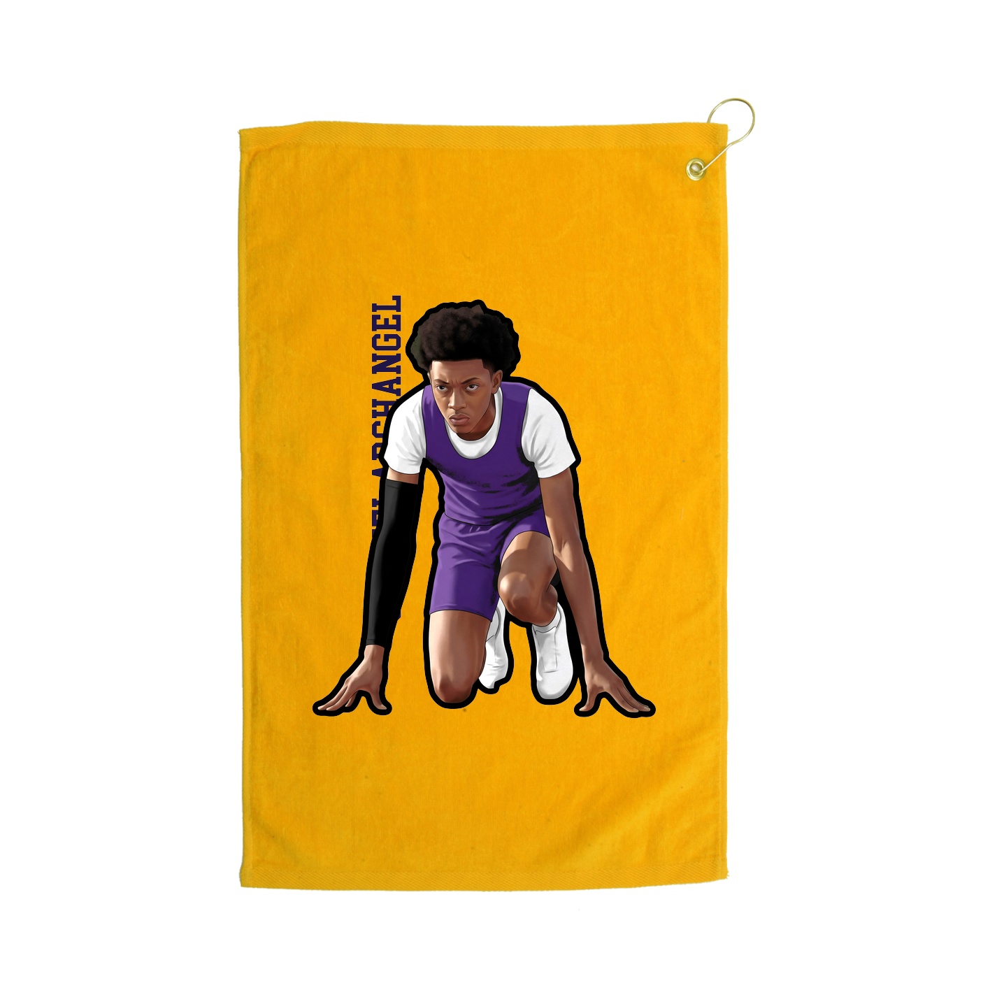 Golf Towel — Name Vertical in Gold