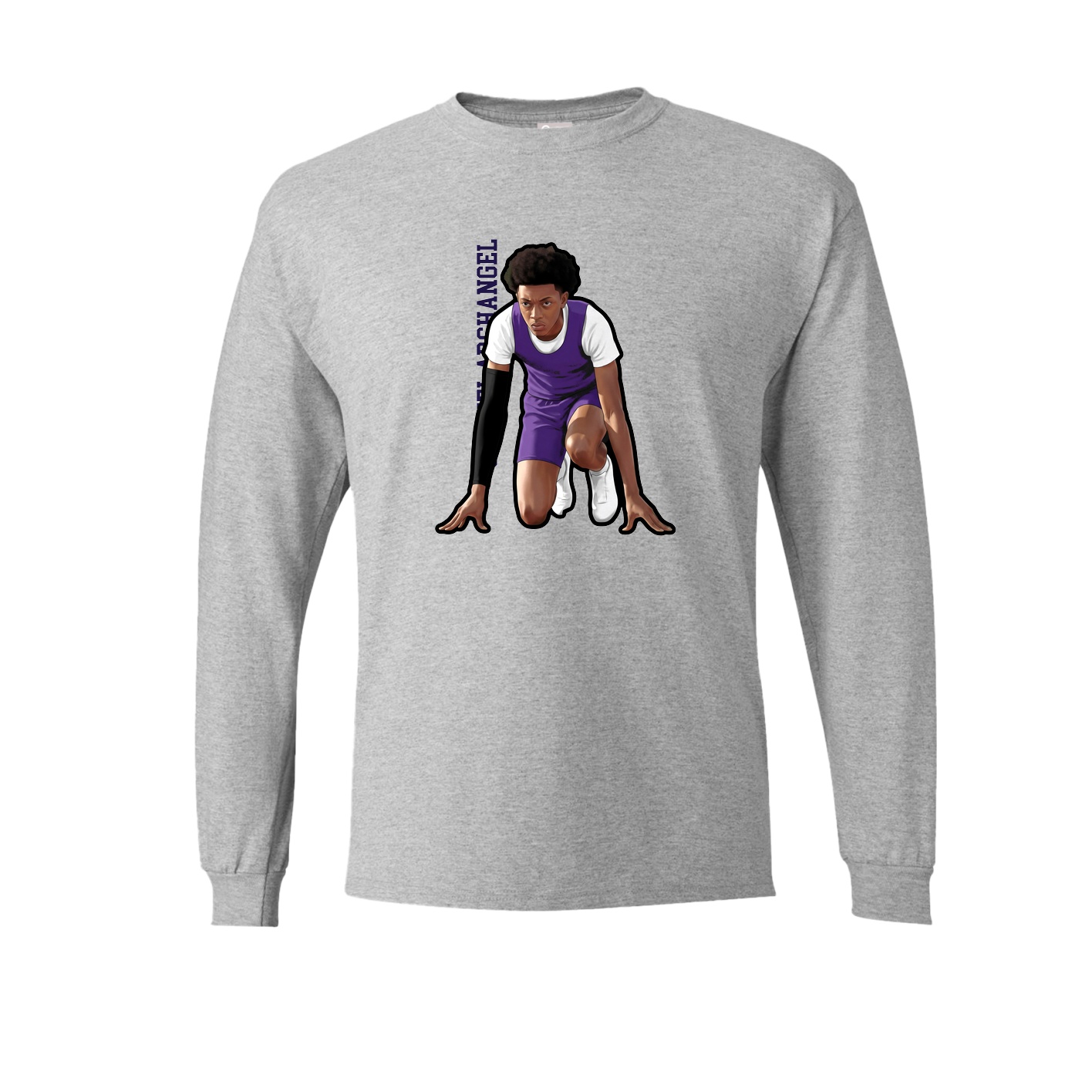 Long Sleeve Tee — Name Vertical in Grey