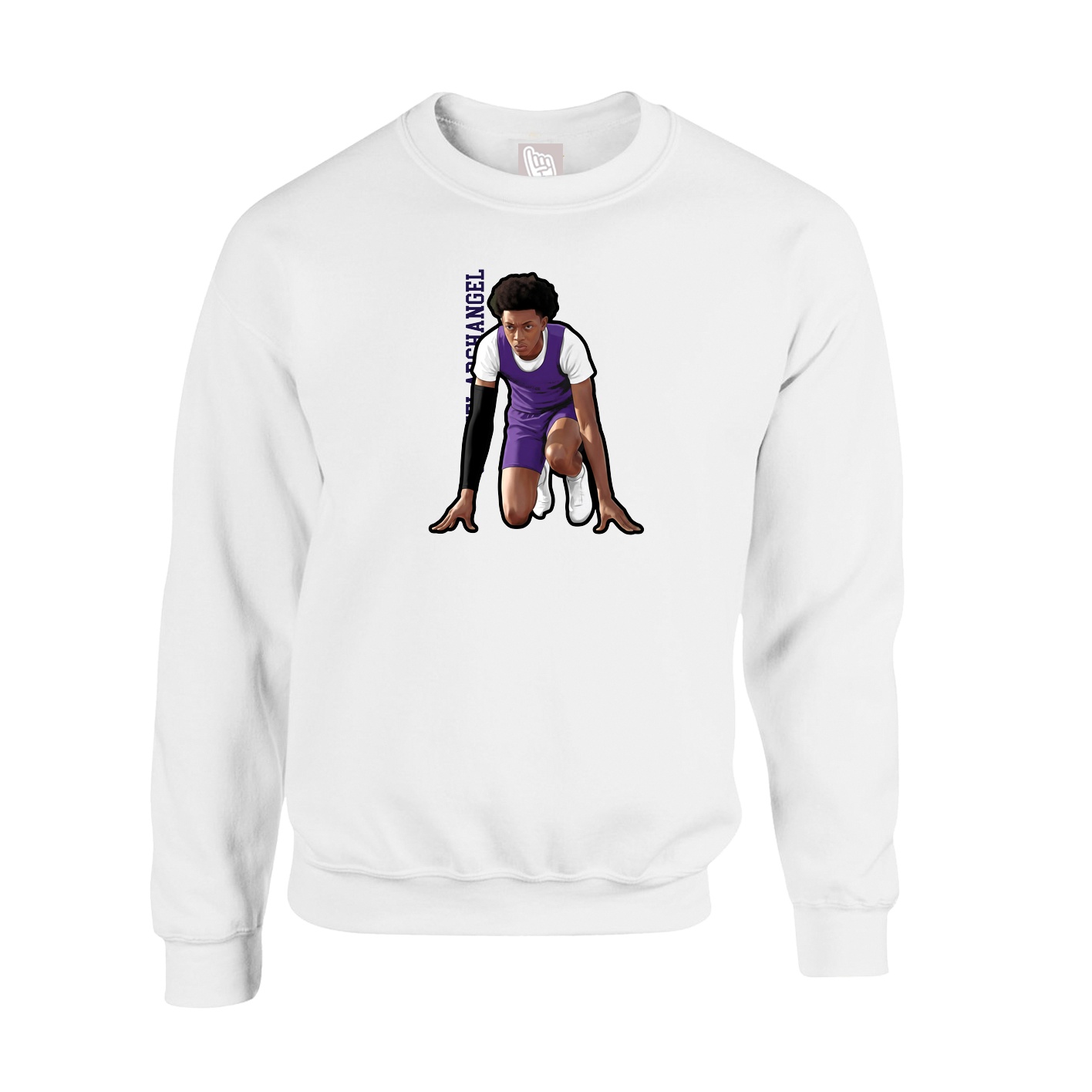 Fleece Crew — Name Vertical in White