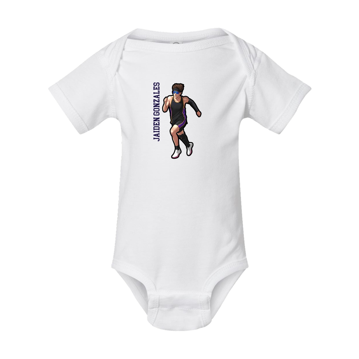 Baby Onesie — Name Vertical in White