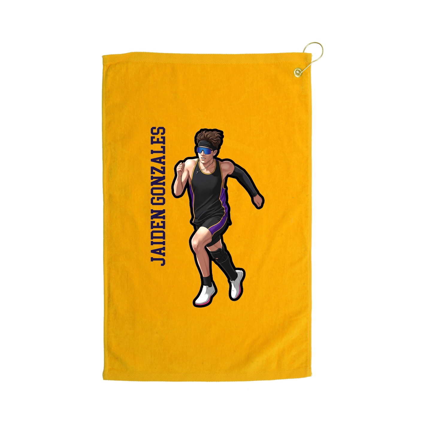 Golf Towel — Name Vertical in Gold